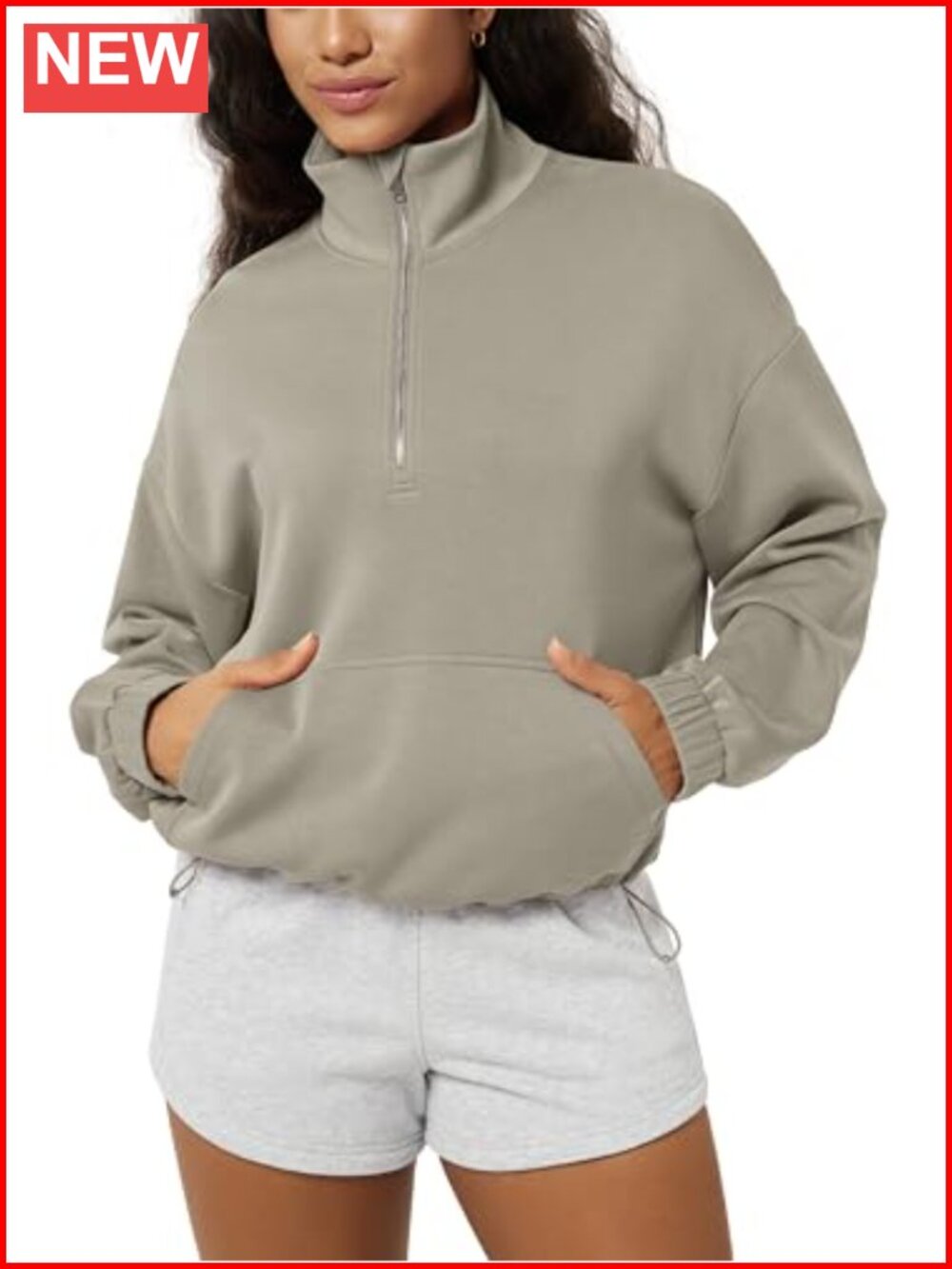 Modal Soft Cinchable Half Zip Sweatshirt Funnel Neck Oversized Pullover